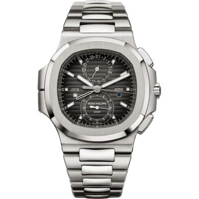 Patek Philippe Nautilus 40.5mm 5990/1A-001 with black dial and stainless steel bracelet.