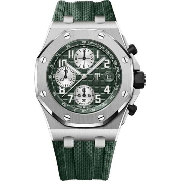 26238ti-oo-a056ca-01-main Audemars Piguet Royal Oak Offshore 26238TI.OO.A056CA.01 in titanium with green dial