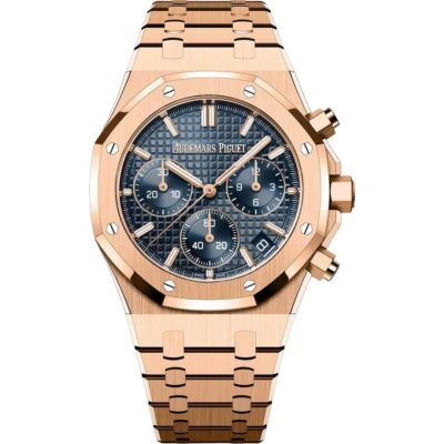 Audemars Piguet Royal Oak Chronograph 26240OR.OO.1320OR.05 in rose gold with blue dial