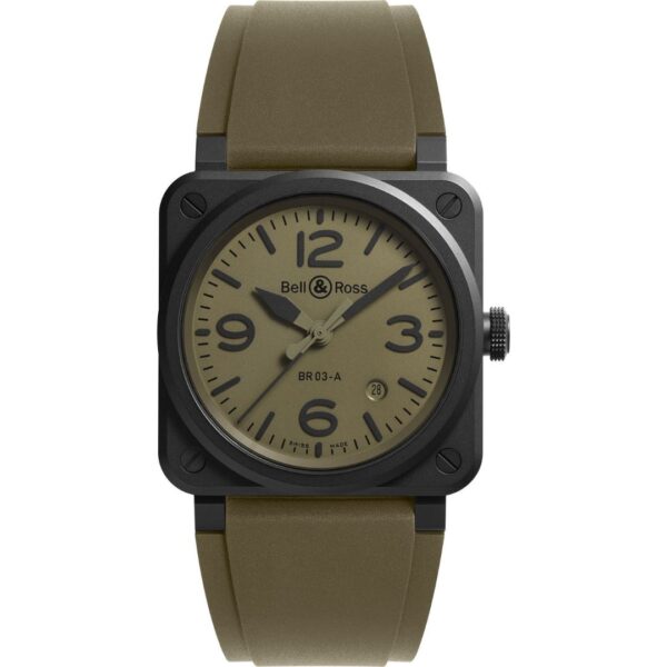 Bell & Ross BR 03 Military Ceramic 41mm BR03A-MIL-CE/SRB Front View