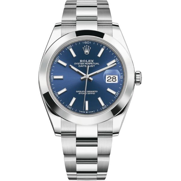 Rolex Datejust 41 126300 in steel oyster bracelet with blue dial