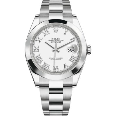 Rolex Datejust 41 126300 in steel oyster bracelet with white roman dial