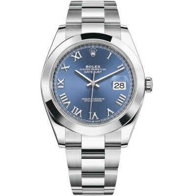 Rolex Datejust 41 126300 in steel oyster bracelet with blue roman dial