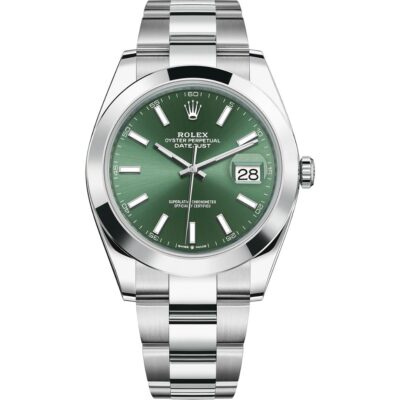 Rolex Datejust 41 126300 in steel oyster bracelet with green dial